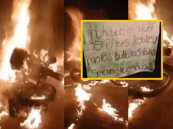 Motos fueron incineradas y dejaron mensaje amenazante contra stunt y piques