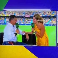 Andrea Guerrero terminó lavada en el partido Colombia vs. Perú, en Canal RCN