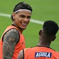 Richard Ríos en el entrenamiento del partido Colombia vs. Perú