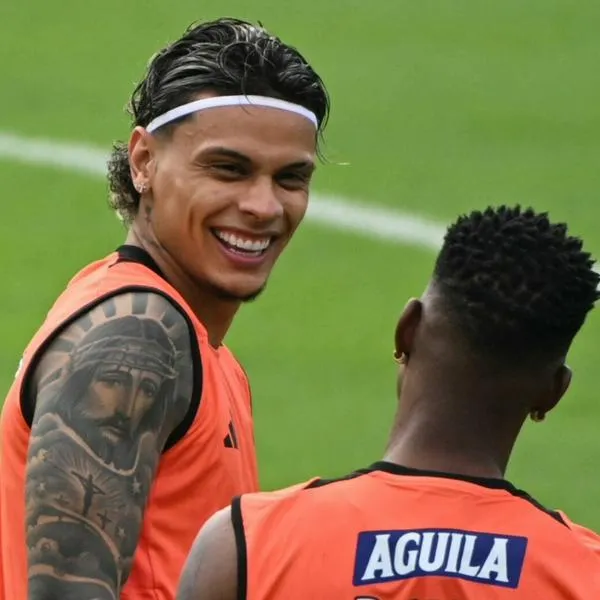 Richard Ríos en el entrenamiento del partido Colombia vs. Perú