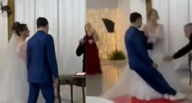 Hombre se desmaya en boda / X @choquei