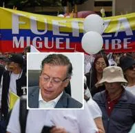 Foto de marcha contra el silencio y de Gustavo Petro, en nota de pulla contra Petro en marcha de silencio en Bogotá por tren volador en Colombia