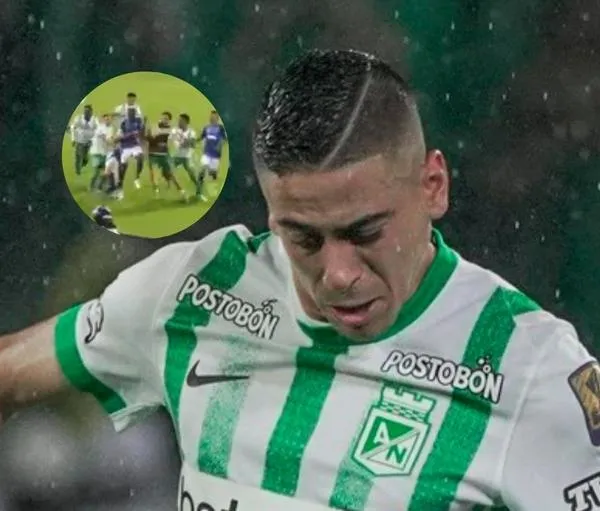 Agresión de Cándido a Giordana en partido de Millonarios vs. Nacional.