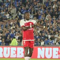 Hugo Rodallega durante el partido de Millonarios vs. Santa Fe