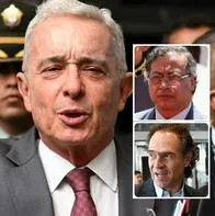 Fotos de Álvaro Uribe, Gustavo Petro y Federico Gutiérrez, en nota de que Álvaro Uribe aceptó error y se plantó en pelea de Gustavo Petro y Fico Gutiérrez