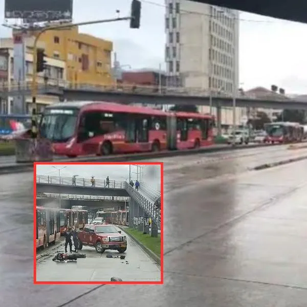 En este lugar se presentó un accidente en el que un bus de Transmilenio atropelló y mató a un motociclista que cayó al carril exclusivo