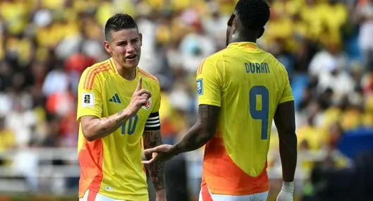 Foto de James Rodríguez yJhon Jader Durán, en nota de Selección Colombia cambiaría ante Bolivia y haría amistosos con rivales de lujo
