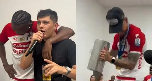 Celebración jugadores Santa Fe tras título de Liga: con familias, música y licor