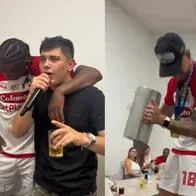 Celebración jugadores Santa Fe tras título de Liga: con familias, música y licor