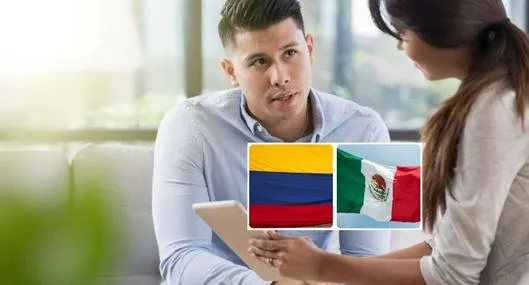 Foto de conversación con banderas de Colombia y México, en nota de qué palabras cambian en México y Colombia para referirse a lo mismo como diurex