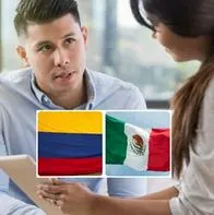 Foto de conversación con banderas de Colombia y México, en nota de qué palabras cambian en México y Colombia para referirse a lo mismo como diurex