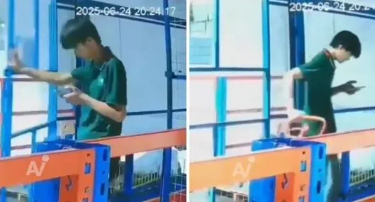 Imágenes del joven trabajador que cayó al vacío mientras miraba el celular