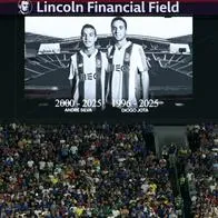 Homenaje a Diogo Jota y su hermano, André Silva, en el Mundial de Clubes. Ambos futbolistas fallecieron en un accidente de tránsito