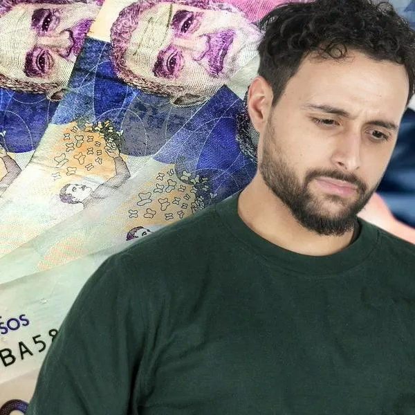 Billetes de 50.000 pesos y hombre decepcionado, en nota sobe 