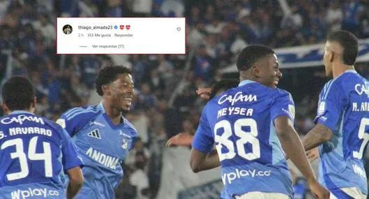 Reacción Thiago Almada, campeón con Argentina, a Edwin Mosquera en Millonarios