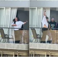 Momento en el que una mujer hace unos tiros al aire en un conjunto de Bogotá. Carlos Fernando Galán exigió medidas