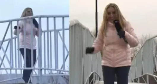 Video: periodista sufre aparatosa caída mientras daba noticias en vivo