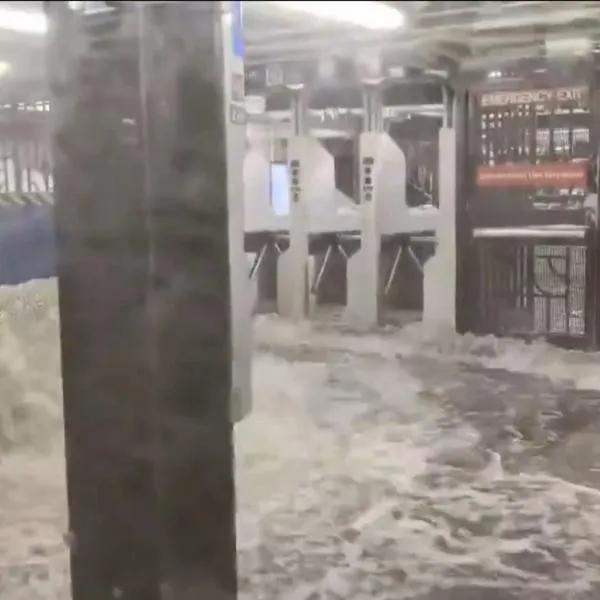 Impactantes imágenes de la grave inundación en Nueva York, Estados Unidos. Varios andenes del metro resultaron con afectaciones y sectores sin luz. 