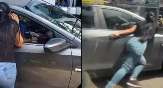 Mujer se colgó de un carro en movimiento tras descubrir a su pareja con otra