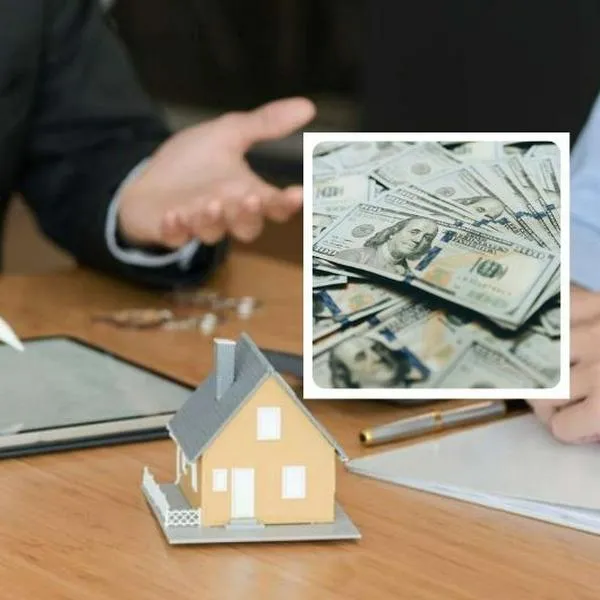 Foto de vivienda y dólares, en nota de cómo afecta caída del dólar al valor de vivienda en Colombia, aviso para comprar