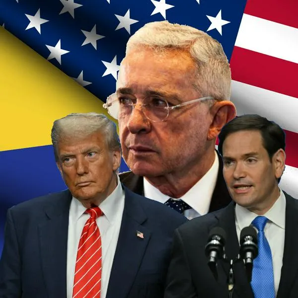 Marco Rubio (derecha), del gobierno de Donald Trump (izquierda) en Estados Unidos, reaccionó a juicio de Álvaro Uribe Vélez (centro)