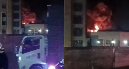 Incendio consume bodega de llantas en Bogotá: llamas se ven desde varios puntos