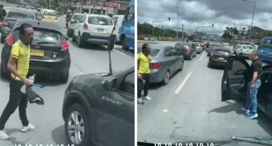 Pelea con armas entre un conductor y un limpiavidrios en un semáforo de Bogotá