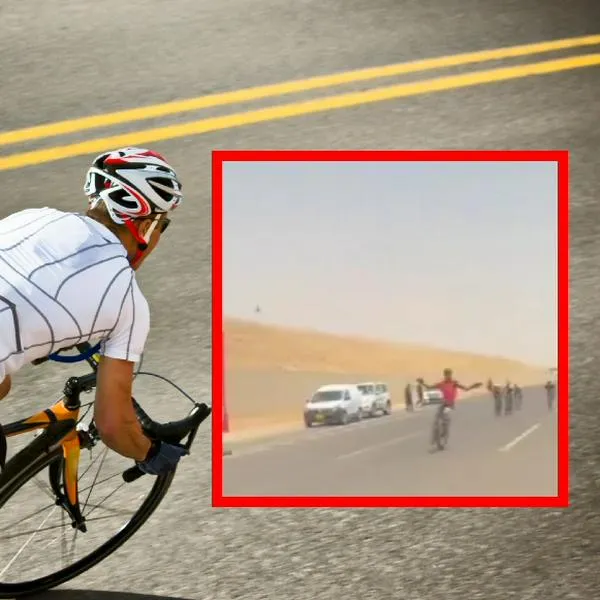 Ciclista levantó las manos en señal de triunfo y sufrió totazo antes de la meta