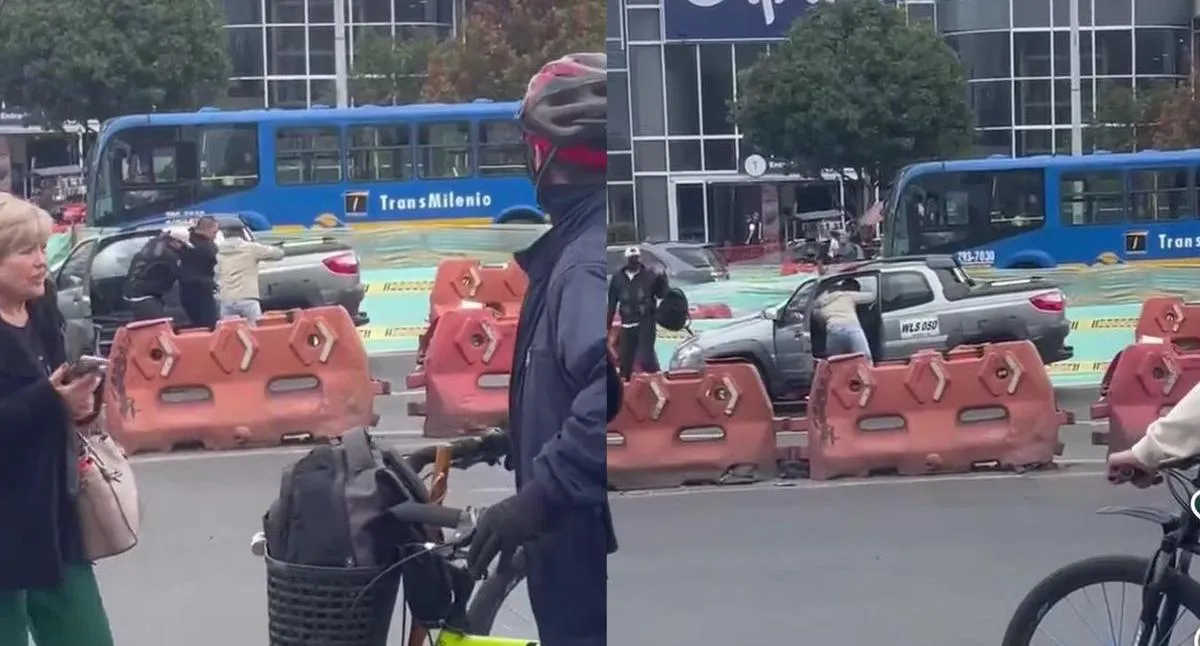 Un intento de fleteo provocó pánico en la avenida Carrera 68 de Bogotá, frente al Centro Comercial Cafam Floresta y quedó grabado.