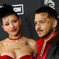 LAS VEGAS, NEVADA - NOVEMBER 16: (L-R) Cazzu and Christian Nodal attend The Latin Recording Academy's 2022 Person of the Year Gala Honoring Marco Antonio Solis at Michelob ULTRA Arena on November 16, 2022 in Las Vegas, Nevada. (Photo by Frazer Harrison/Getty Images)
