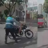 Bucaramanga: policía de tránsito provocó accidente y tumbó a una moto