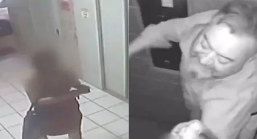 Momento en el que un empresario fue visto golpeando a su pareja en Brasil