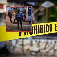 Miembros de la Policía al frente del billar en el barrio Las Ferias (Bogotá), donde ocurrió una balacera que dejó un muerto