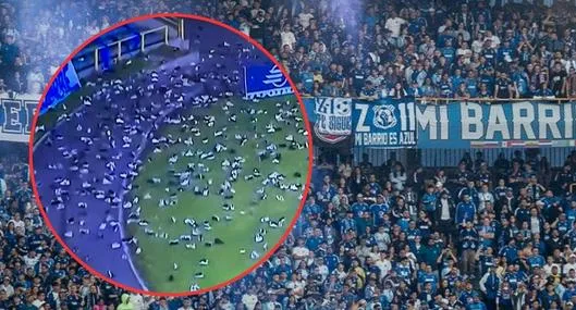 Hinchas de Millonarios lanzaron zapatos a la cancha de El Campín