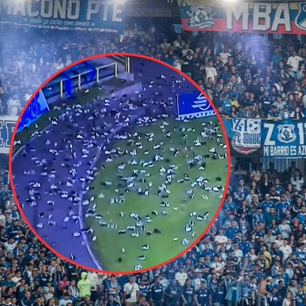 Hinchas de Millonarios lanzaron zapatos a la cancha de El Campín