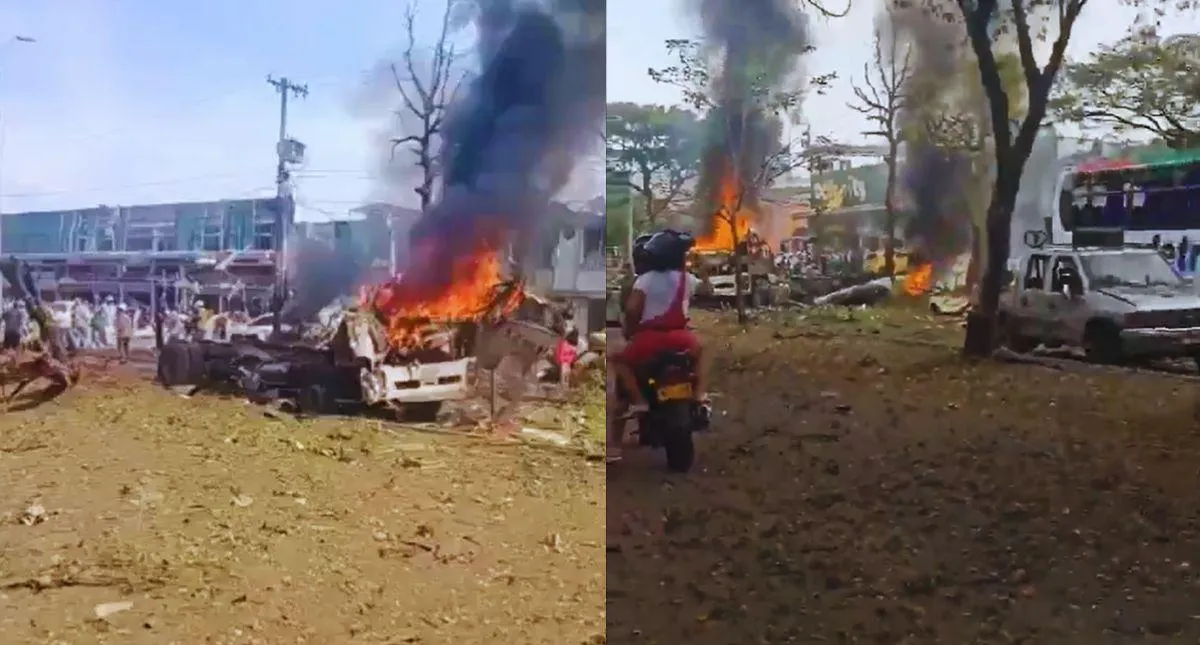 Explosión en base aérea de Cali este jueves 21 de agosto de 2025: reportan varios heridos y hay videos del posible atentado con carro bomba. 