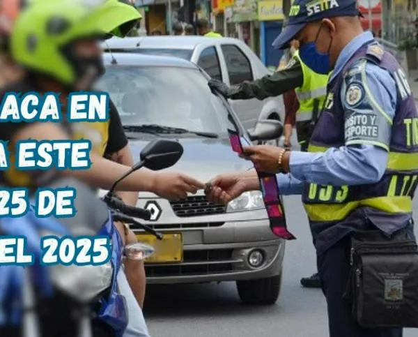 Pico y placa en Armenia (Quindío) este lunes, 25 de agosto del 2025