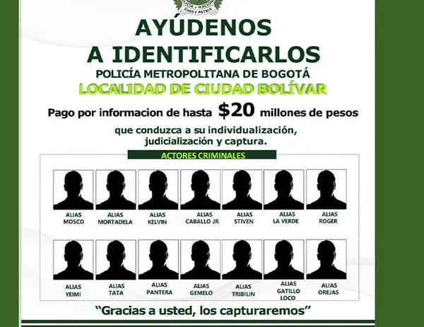 Estos son los más buscados en Ciudad Bolívar: hasta 20 millones de recompensa  