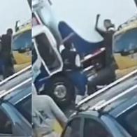 Pelea de conductores en Bogotá: taxista y conductor de furgón se dieron con palo