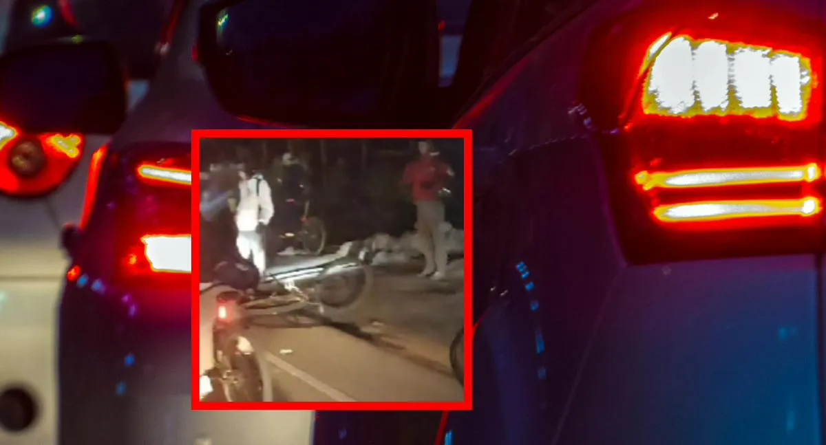 Se armó trancón por accidente en salida de Bogotá; ciclista herido tras choque