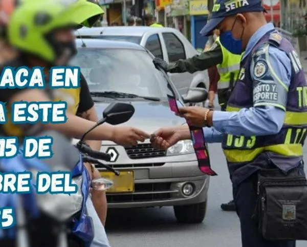 Pico y placa en Armenia (Quindío) este lunes, 15 de septiembre del 2025