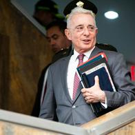 Former colombian president Alvaro Uribe Velez is seen during the trial for witness manipulation to former president of Colombia Alvaro Uribe Velez, in Bogota, Colombia,February 10, 2025. (Photo by: Sebastian Barros/Long Visual Press/Universal Images Group via Getty Images)