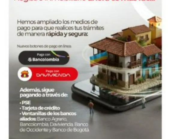 Cundinamarca habilita nuevos canales digitales para pagar el Impuesto de Registro Inmobiliario 