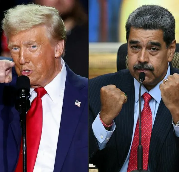 (COMBO) This combination of pictures created on August 07, 2025 shows US President Donald Trump (L) in Grand Rapids, Michigan on November 5, 2024, and Venezuelan President Nicolas Maduro (R) in Caracas on July 31, 2024. The United States doubled its bounty on Venezuelan President Nicolas Maduro -- who faces federal drug trafficking charges -- to $50 million on August 7, 2025, a move Caracas described as "pathetic" and "ridiculous". (Photo by KAMIL KRZACZYNSKI and Federico PARRA / AFP)