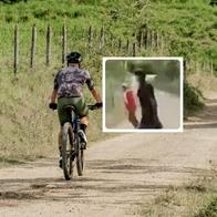 Foto de ciclista y video de intento de robo, en nota de que ciclista en Colombia grabó video de cómo 2 hombres trataron de robarlo y escapó