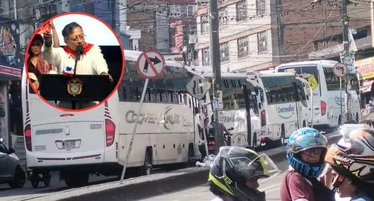 Estos son los buses que llevaron gente para llenar el evento de Gustavo Petro en Ibagué