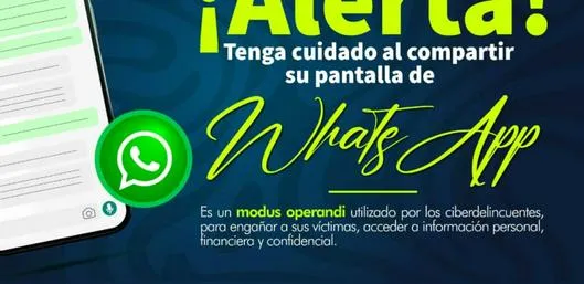 Ojo a estafa con el compartir pantalla por WhatsApp, conozca recomendaciones
