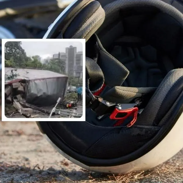 Video accidente en Medellín por camión que arrolló moto y motociclista se salvó