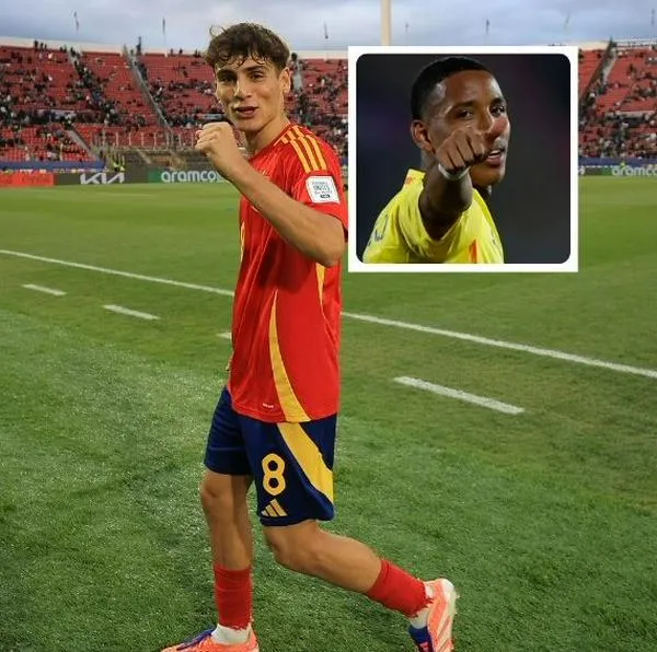 Fotos de Rodrigo Mendoza y de Kener González, en nota de quién es Rodrigo Mendoza, figura de España y rival de Colombia en Mundial Sub-20