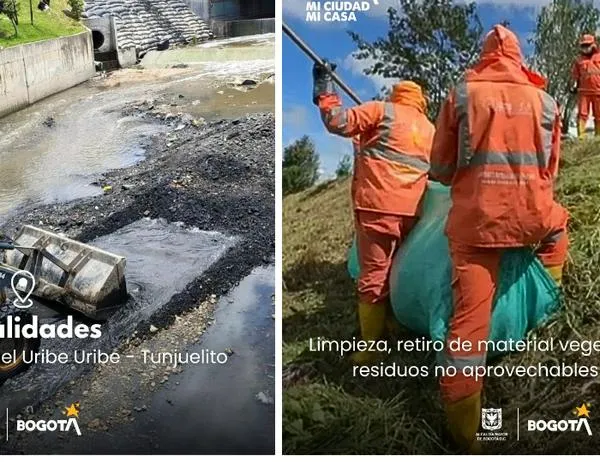 Acueducto y Aguas de Bogotá adelantan jornada de limpieza en la quebrada Chiguaza 